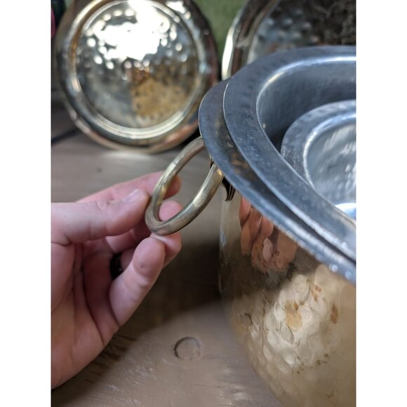 P-TAL Brass Patila Set Of 3 (1L, 3L ,5L) W/ Lids & Tin Coated Pure Brass - Picture 14 of 16